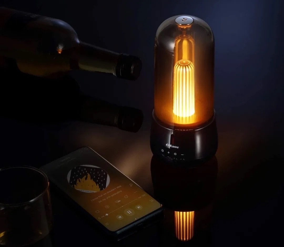 Candle light and speaker in one